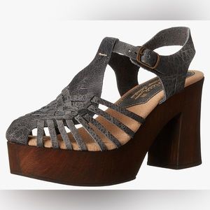 SBICCA | Gray Woven Round Toe Platform Chunky Heel BOHO Sandals